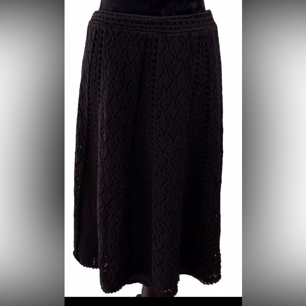 LOFT VTG ladies size 6 crochet overlay black skirt lined flare party EUC‎